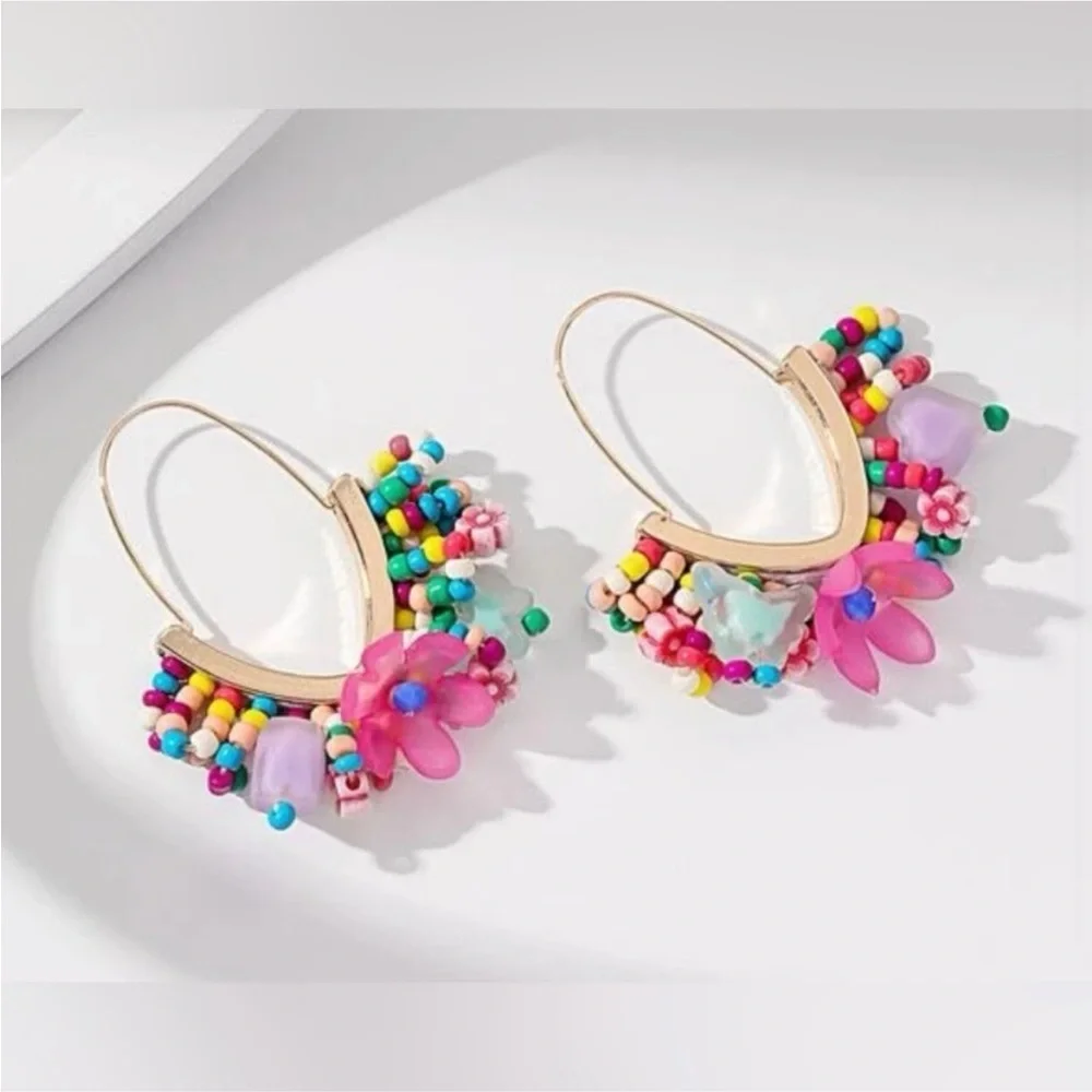 In Bloom Beaded Earrings - Picture 2 of 2